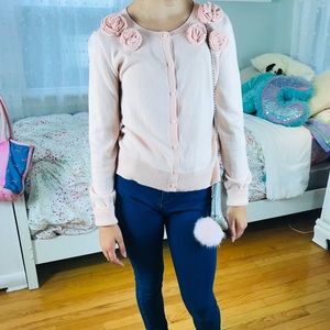 GAP light pink button up sweater